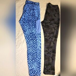 Fabletics Blue and Grey Camo Patterned Leggings Bundle Size LG